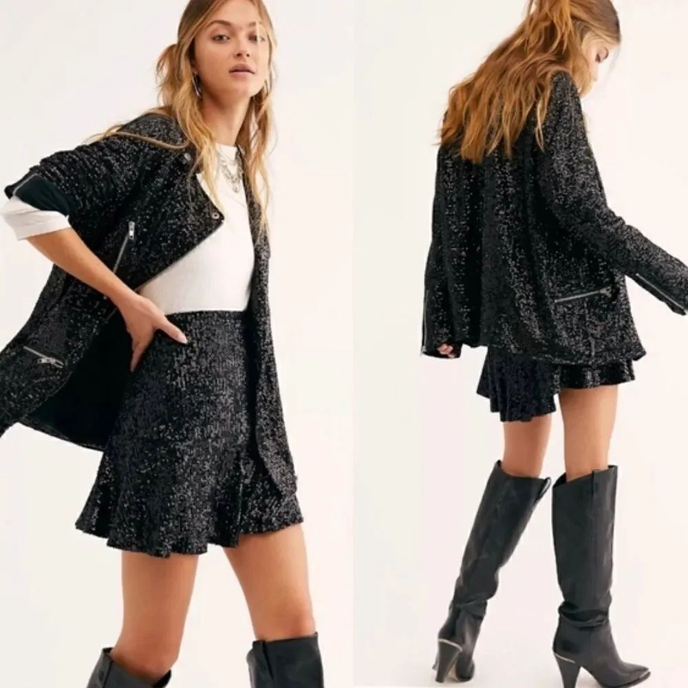 New Free people Midnight Message Moto Jacket